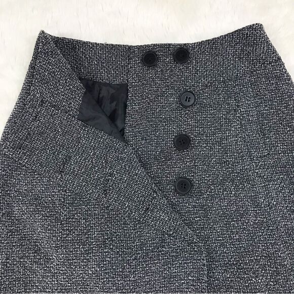 NIC+ZOE Button Front Tweed Midi Skirt Gray A-Line Double Breasted Career Size 6 - Picture 3 of 9